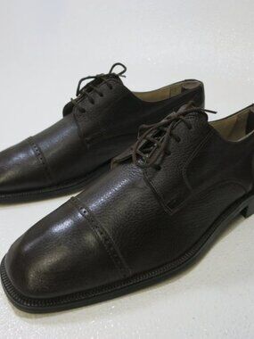 Lavoro Artigianale Pebbled Gained Leather Cap toe Oxfords Men's Shoes Sz 44